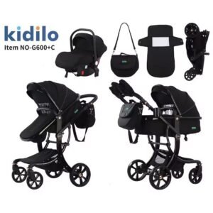 Karrocë për bebe Kidilo G600 3në1, e zezë - Figura 1