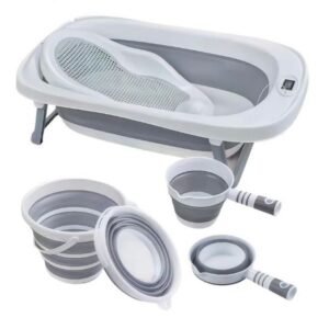 Koritë për bebe Baby Center Melandi, 4 in 1, e hirtë/bardhë - Figura 3