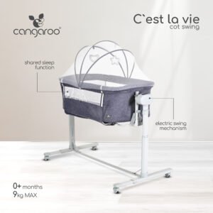 Krevat për fëmijë Cangaroo C'est la vie, 115x78cm, i hirtë - Figura 1