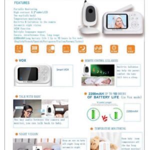 Monitorues për bebe Baby Center Melandi, i bardhë - Figura 3