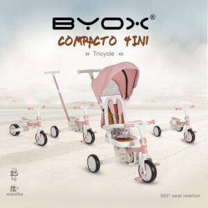 Triçikletë për fëmijë Byox Compacto 4in1, rozë - Figura 7