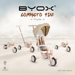 Triçikletë për fëmijë Byox Compacto 4in1, bezhë - Figura 8